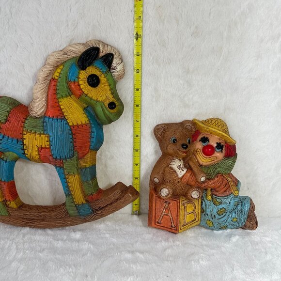 Vintage Frankies Design Nursery Rocking Horse & Clown Child’s Bedroom Decor 1985 - Picture 4 of 10